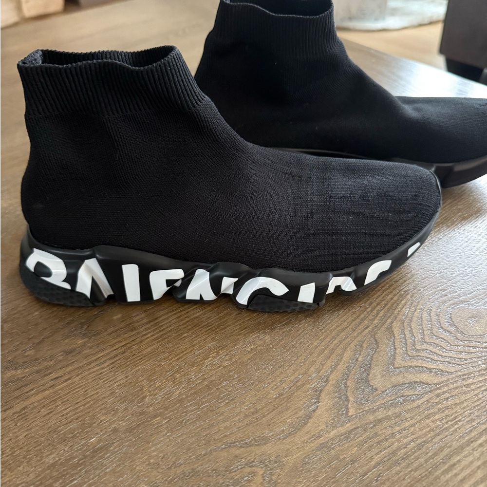 Balenciaga Black Knit High-Top Sneakers